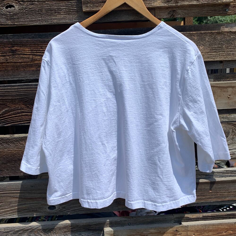 bryn WALKER 3/4 Sleeve Boxy Tee Shirt 100% Cotton Made in USA All Natural Fibers - Picture 5 of 8